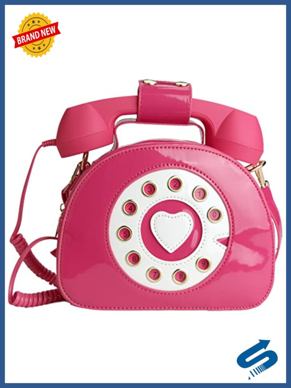 QiMing Retro Dial Telephone Crossbody Shoulder Bag PU Movable Microphone Purse